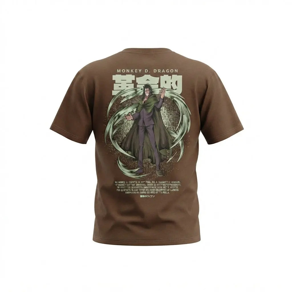 One Piece Monkey D. Dragon Revolutionary Army Brown Graphic Streetwear T-Shirt Anime clothing mania