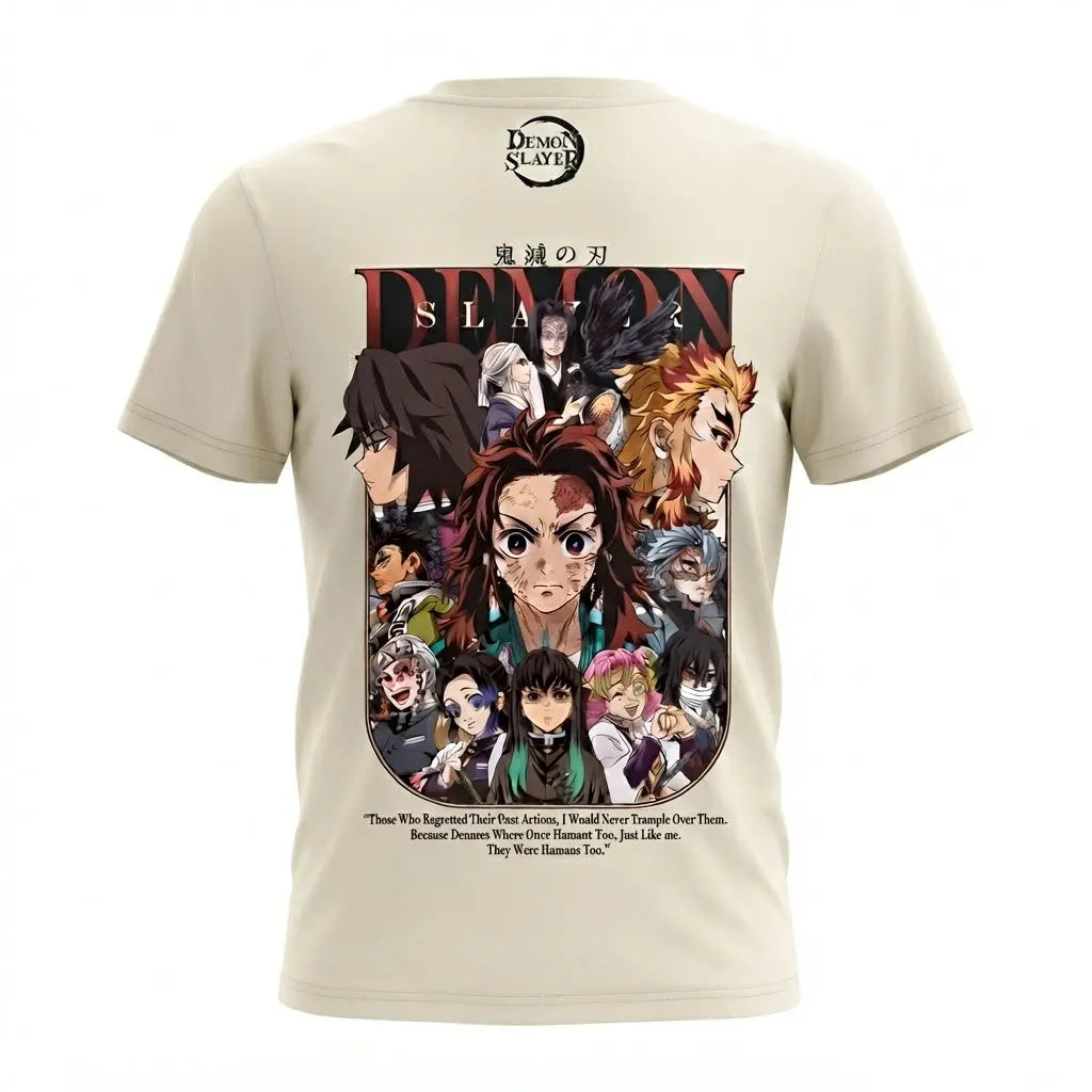 Demon Slayer Hashira Ensemble Cream Graphic T-Shirt animeclothingmania