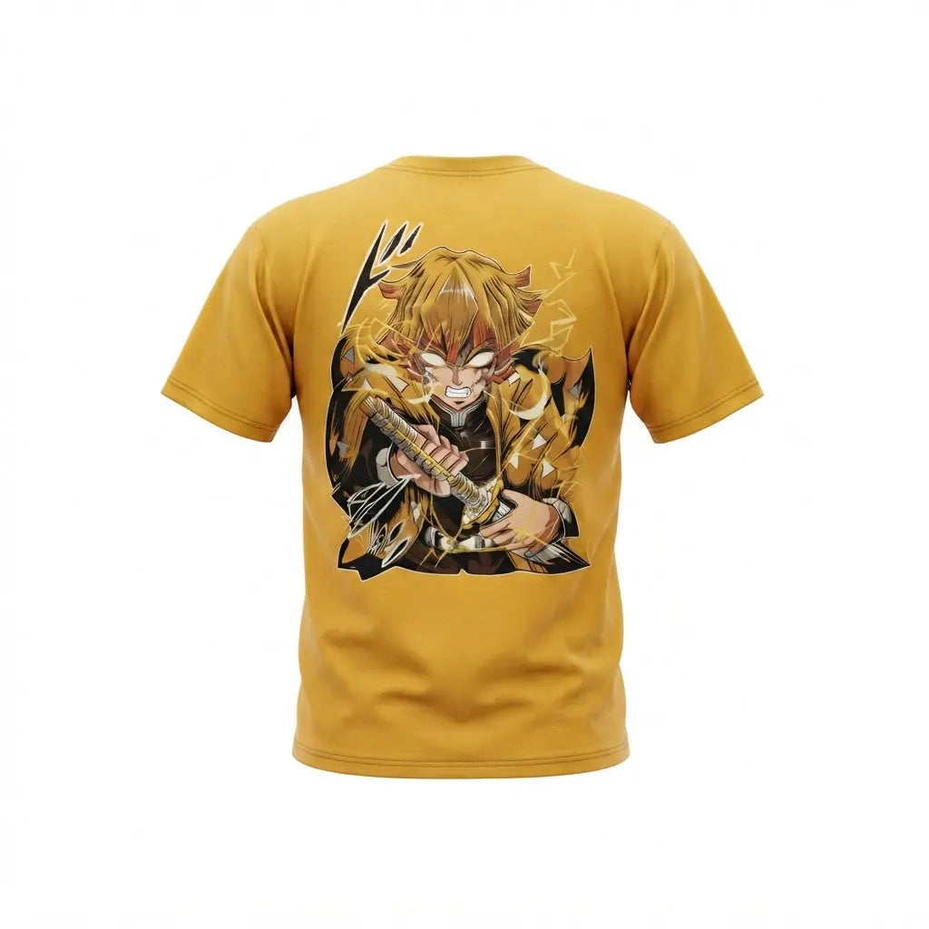 Demon Slayer Agatsuma Zenitsu Yellow Graphic T-Shirt Anime clothing mania