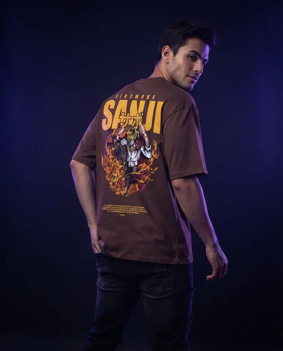 One Piece Vinsmoke Sanji Brown Graphic T-Shirt animeclothingmania