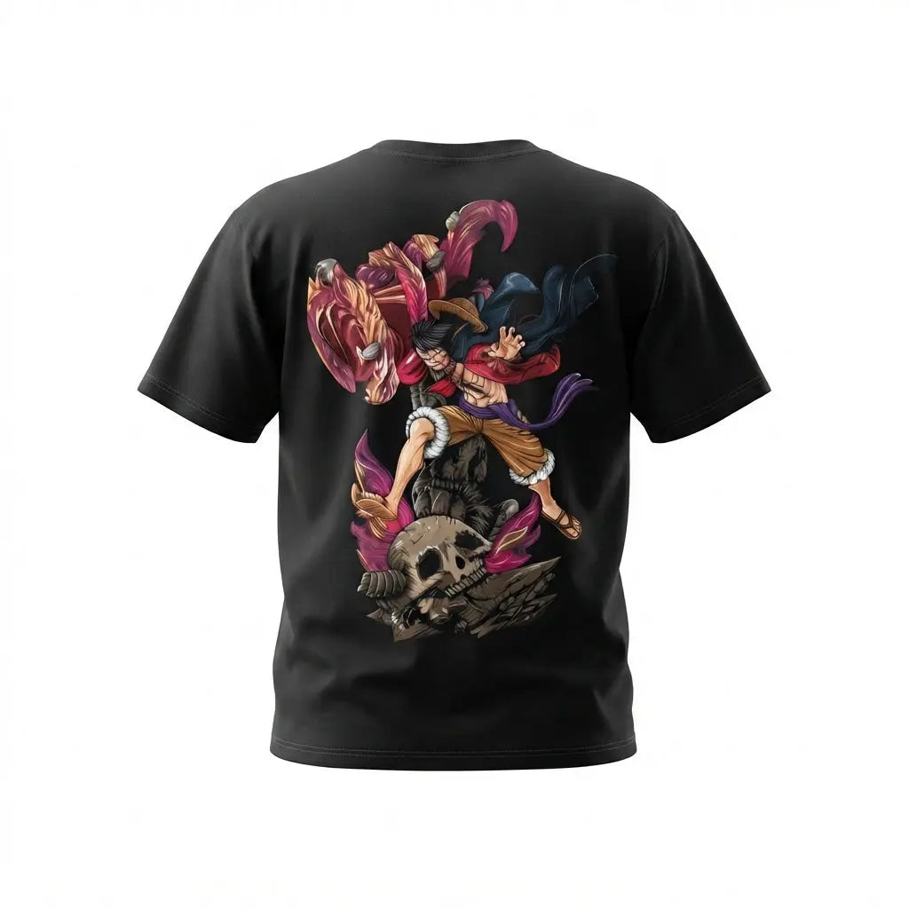 One Piece Monkey D. Luffy Gear 5 Awakened Black Graphic Streetwear T-Shirt Anime clothing mania