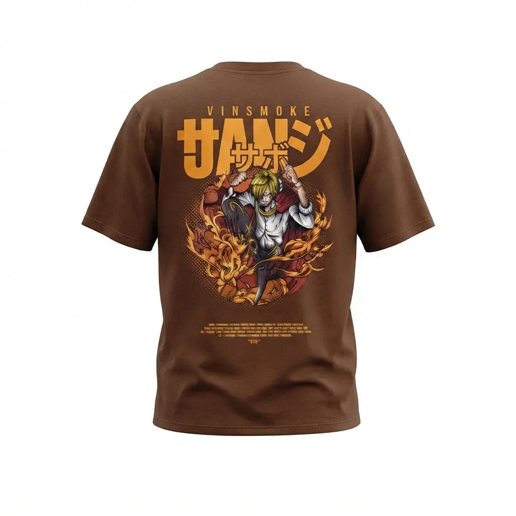 One Piece Vinsmoke Sanji Brown Graphic T-Shirt animeclothingmania