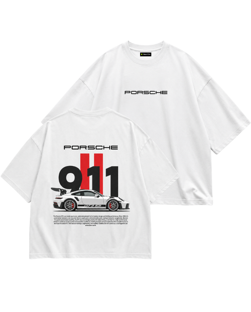 911 GT3 RS Racing Graphic Oversized T-Shirt – White Anime clothing mania
